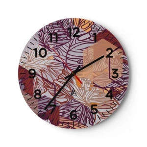 Reloj de pared - Reloj de vidrio - La unión imposible de la geometría y la naturaleza - 40x40 cm