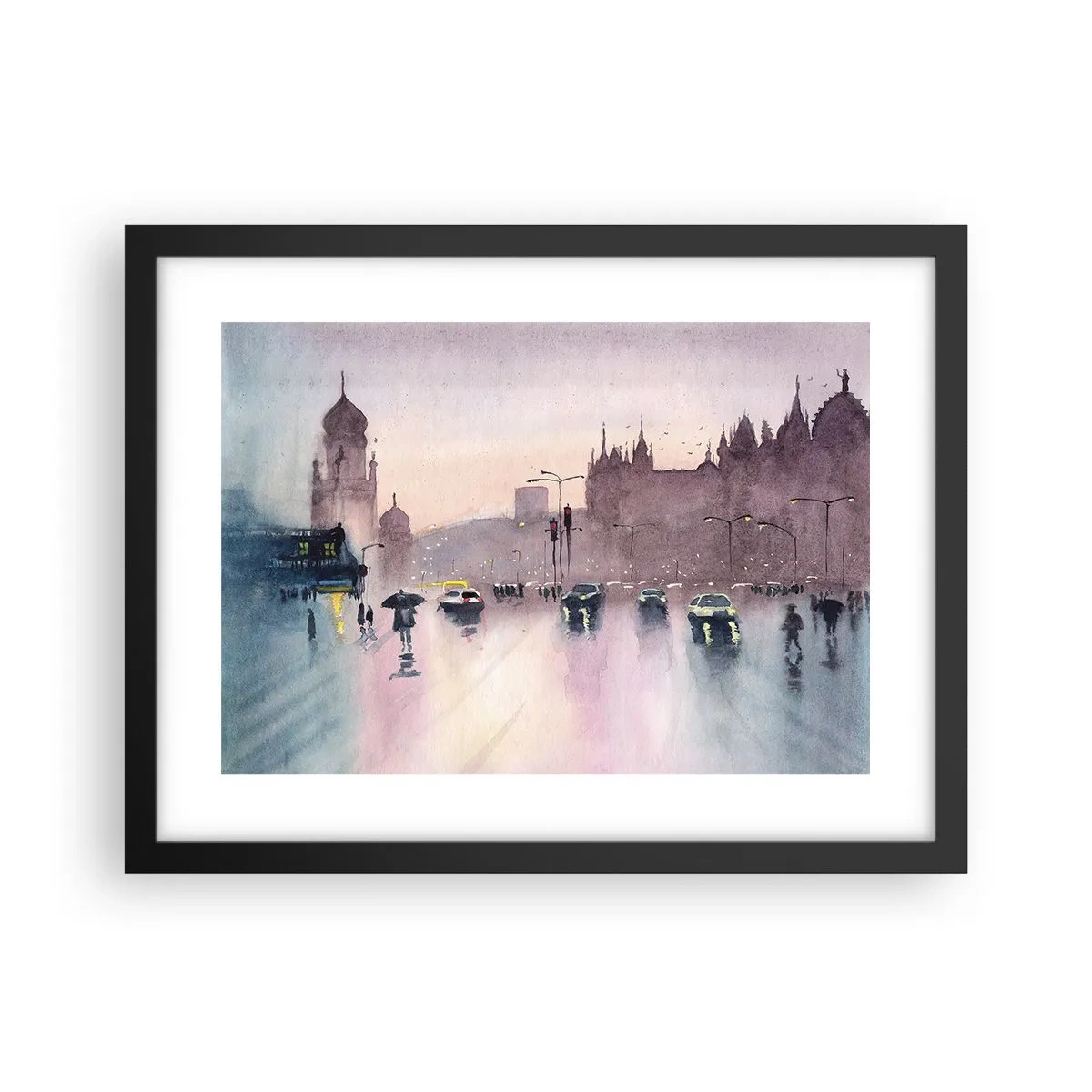 Póster en marco negro - En una niebla lluviosa - 40x30 cm