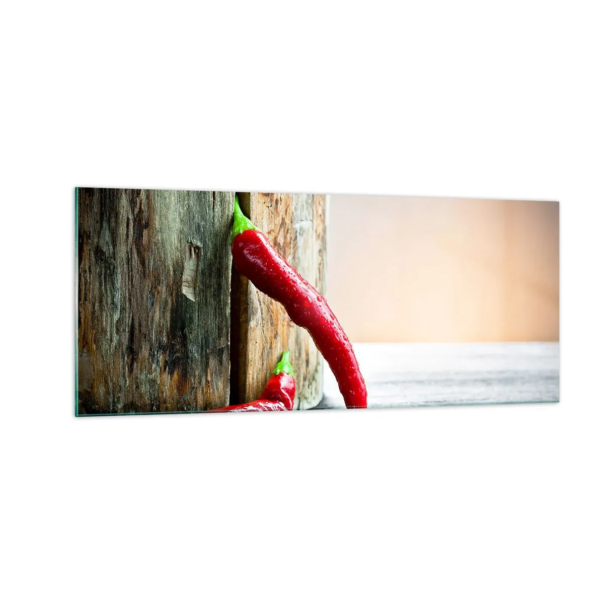 Cuadro sobre vidrio - Impresiones sobre Vidrio - Pimientos rojos picantes - 100x40 cm