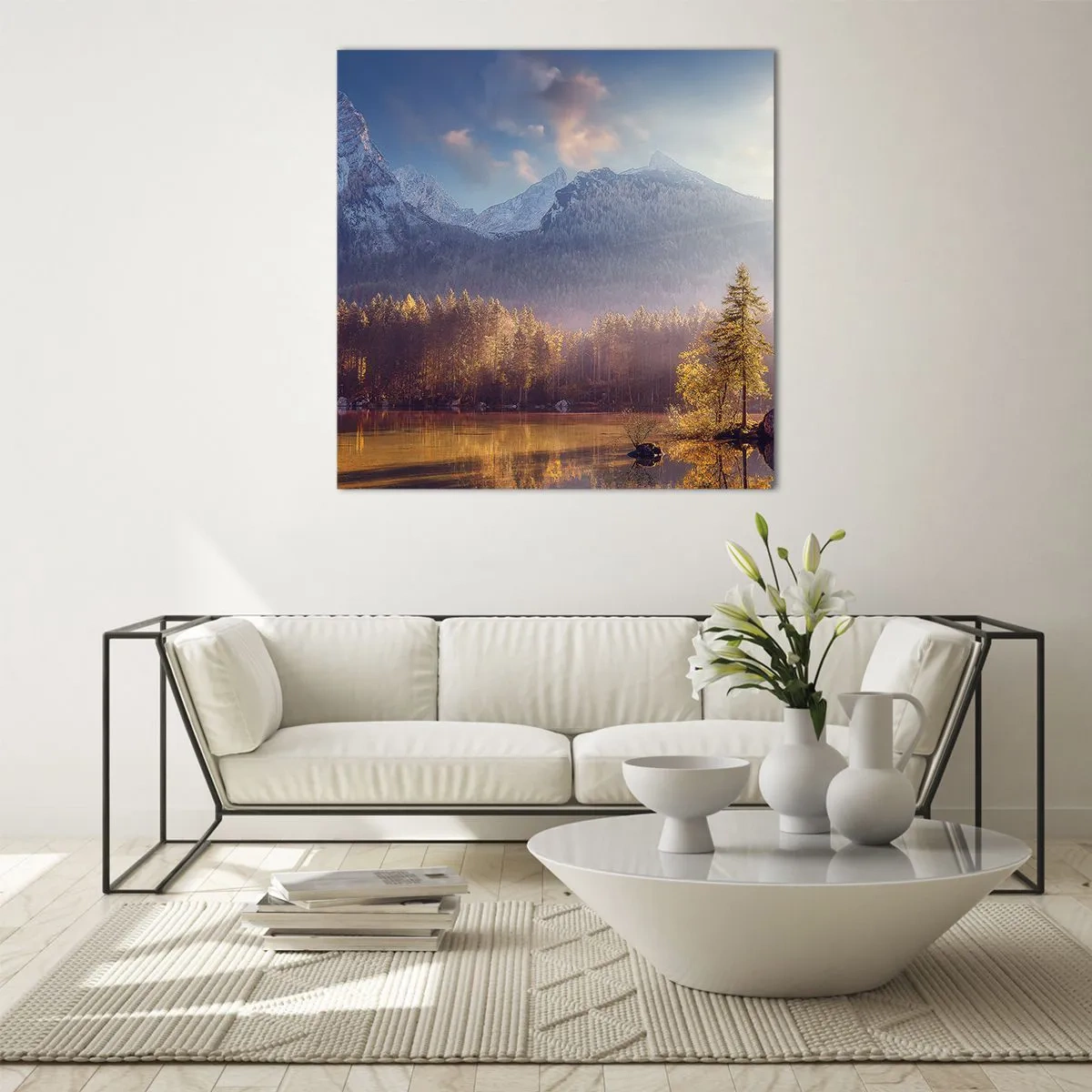 Cuadro sobre vidrio - Impresiones sobre Vidrio - Entre las montañas y los valles - 70x70 cm