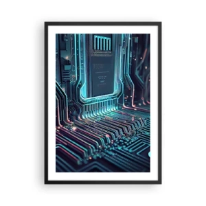 Póster en marco negro - Una visión futurista de un circuito integrado - 50x70cm - Mi forma de pensar - Decoración de pared moderna para salón y dormitorio ARTTOR