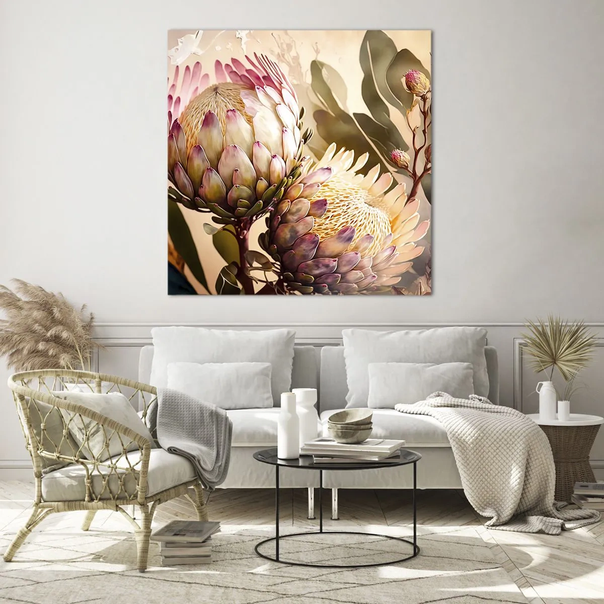 Cuadro sobre vidrio - Impresiones sobre Vidrio - Abrazados con ternura - 60x60 cm