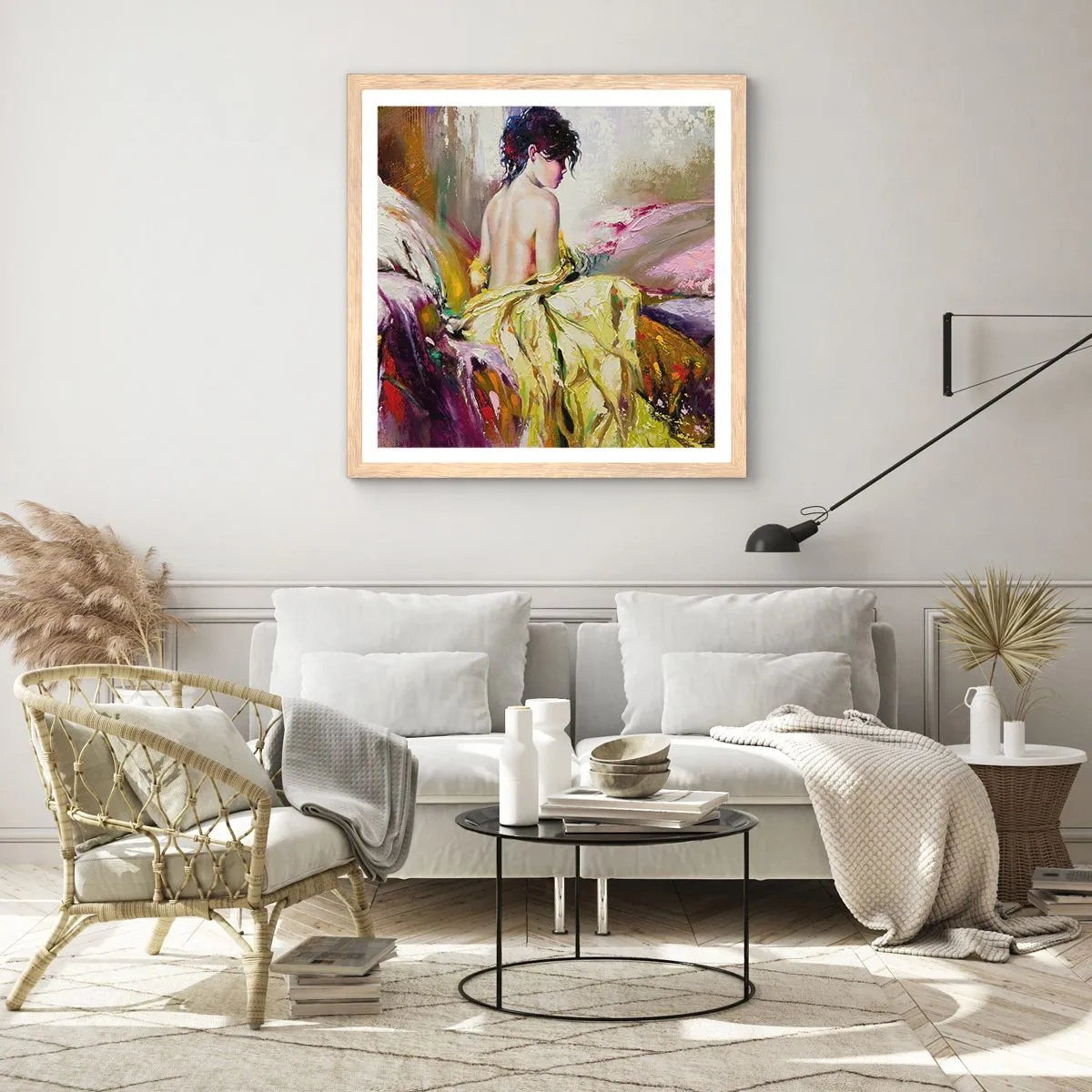 Póster en marco roble claro - La hermosura y frescura de la flor - 30x30 cm