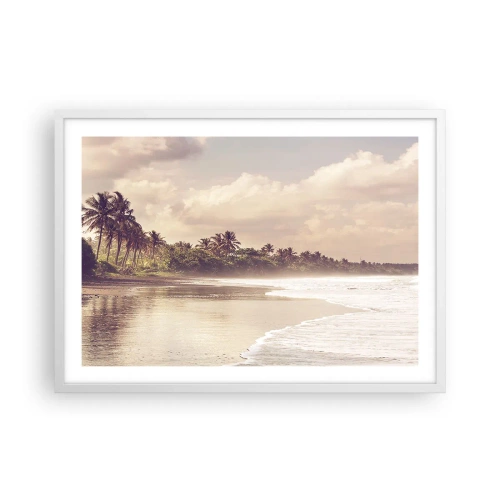 Póster en marco blanco - La caricia de las olas - 70x50 cm