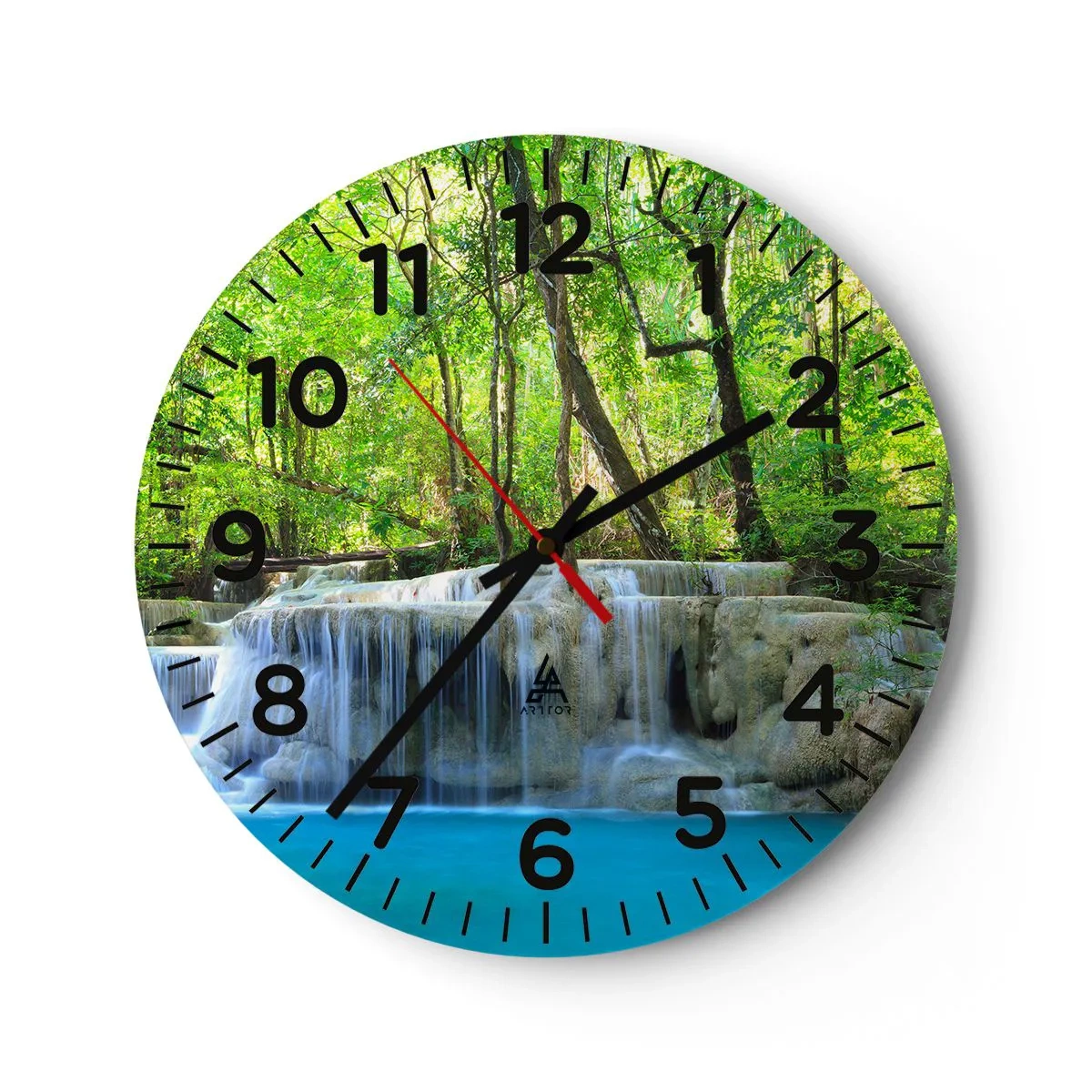 Reloj de pared - Reloj de vidrio - Ahogarse en turquesa y verde - 40x40 cm