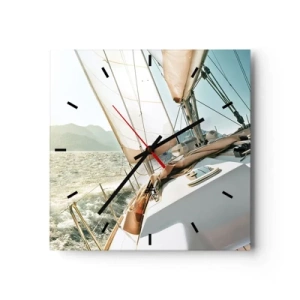 Reloj de pared - Reloj de vidrio - A toda vela - 40x40 cm