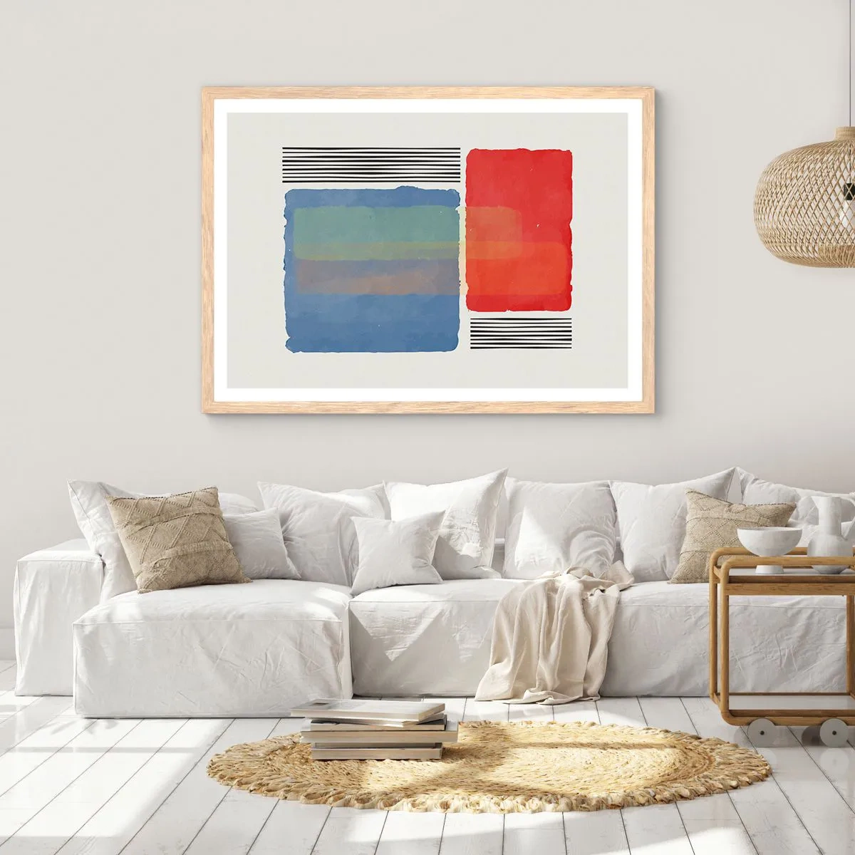 Póster en marco roble claro - Espíritu y alma de la geometría - 100x70 cm