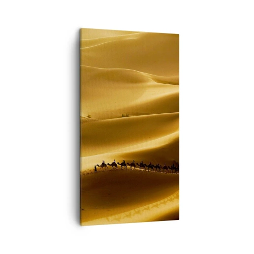 Cuadro sobre lienzo - Impresión de Imagen - Caravana sobre las olas del desierto - 45x80 cm