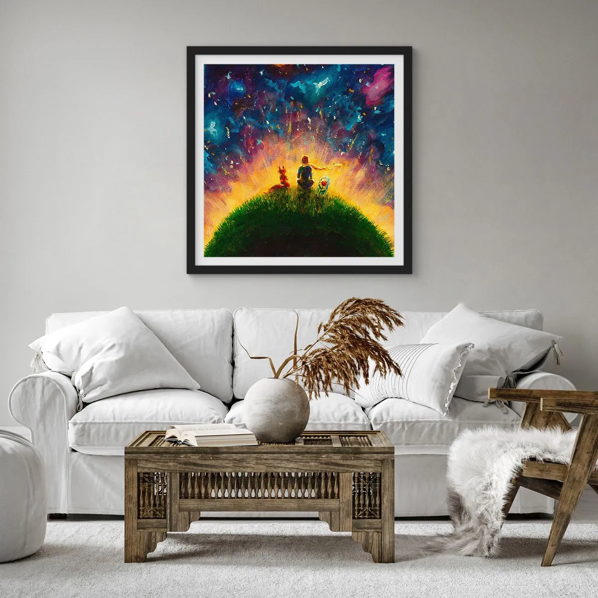 Póster en marco negro - Amor y amistad - lo único entero - 40x40 cm