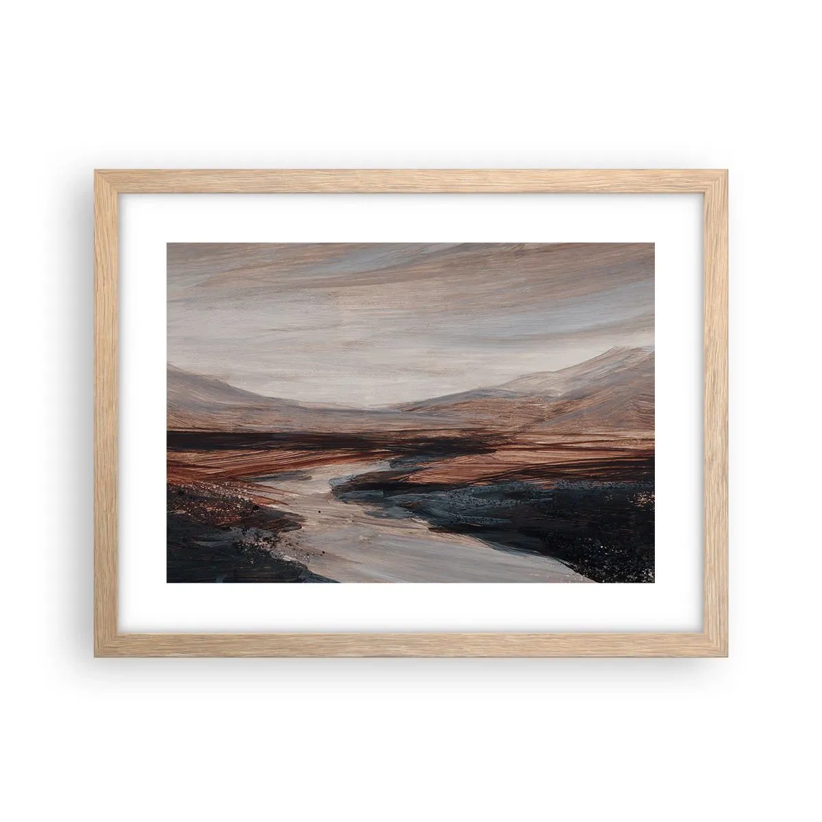 Póster en marco roble claro - Valle apacible - 40x30 cm