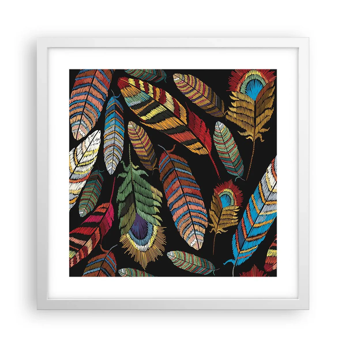 Póster en marco blanco - Carnaval de las aves - 40x40 cm