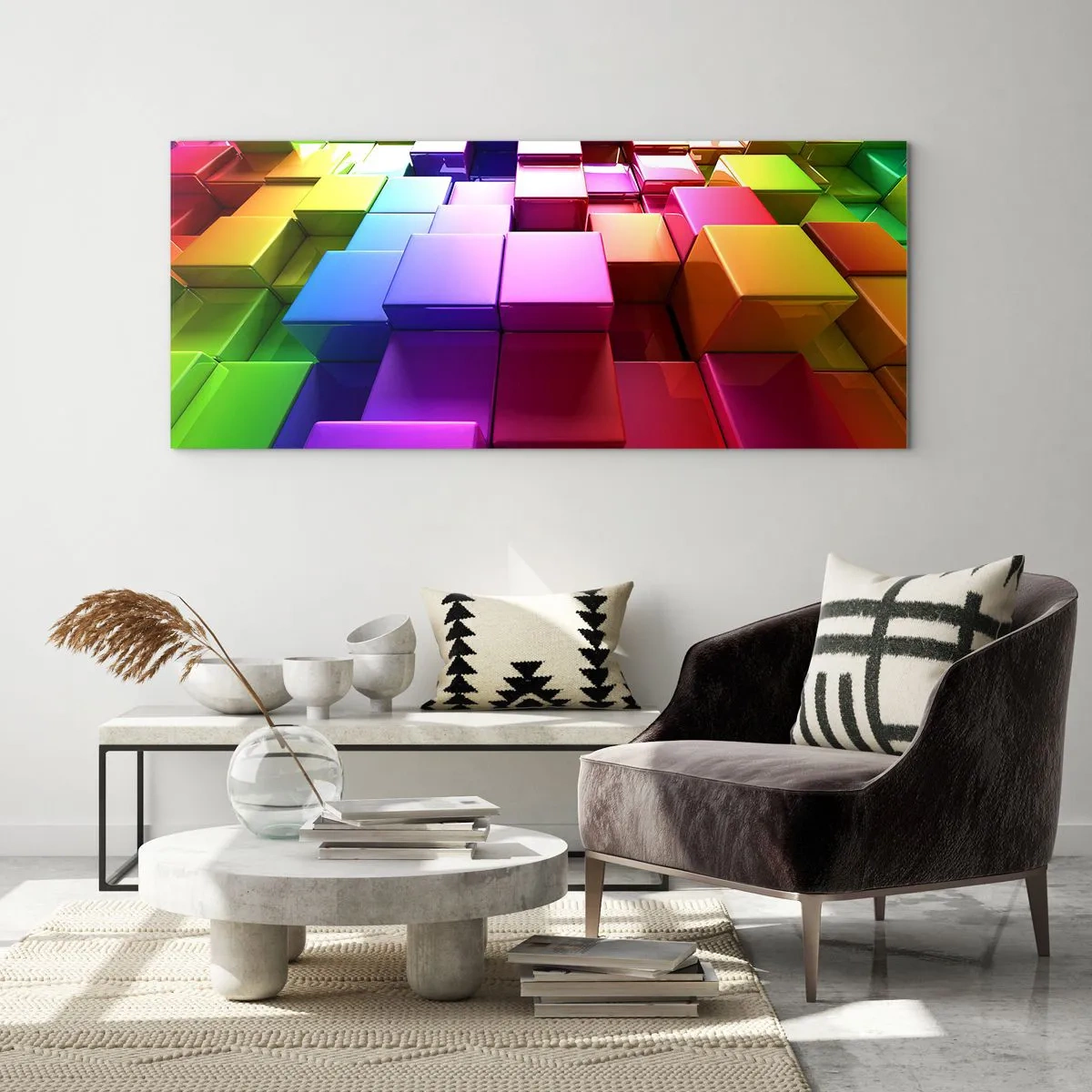 Cuadro sobre vidrio - Impresiones sobre Vidrio - Op-art en equipo - 90x30 cm