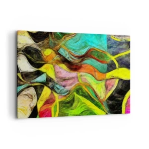Cuadro sobre lienzo - Impresión de Imagen - Una composición abstracta con manchas de colores y líneas dinámicas. - 120x80cm - El movimiento es la vida - Decoración de pared moderna para salón y dormitorio ARTTOR