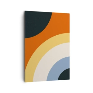 Cuadro sobre lienzo - Impresión de Imagen - Obra de arte abstracta con arcos coloridos y círculos contrastantes. - 50x70cm - Círculo sobre círculo - Decoración de pared moderna para salón y dormitorio ARTTOR