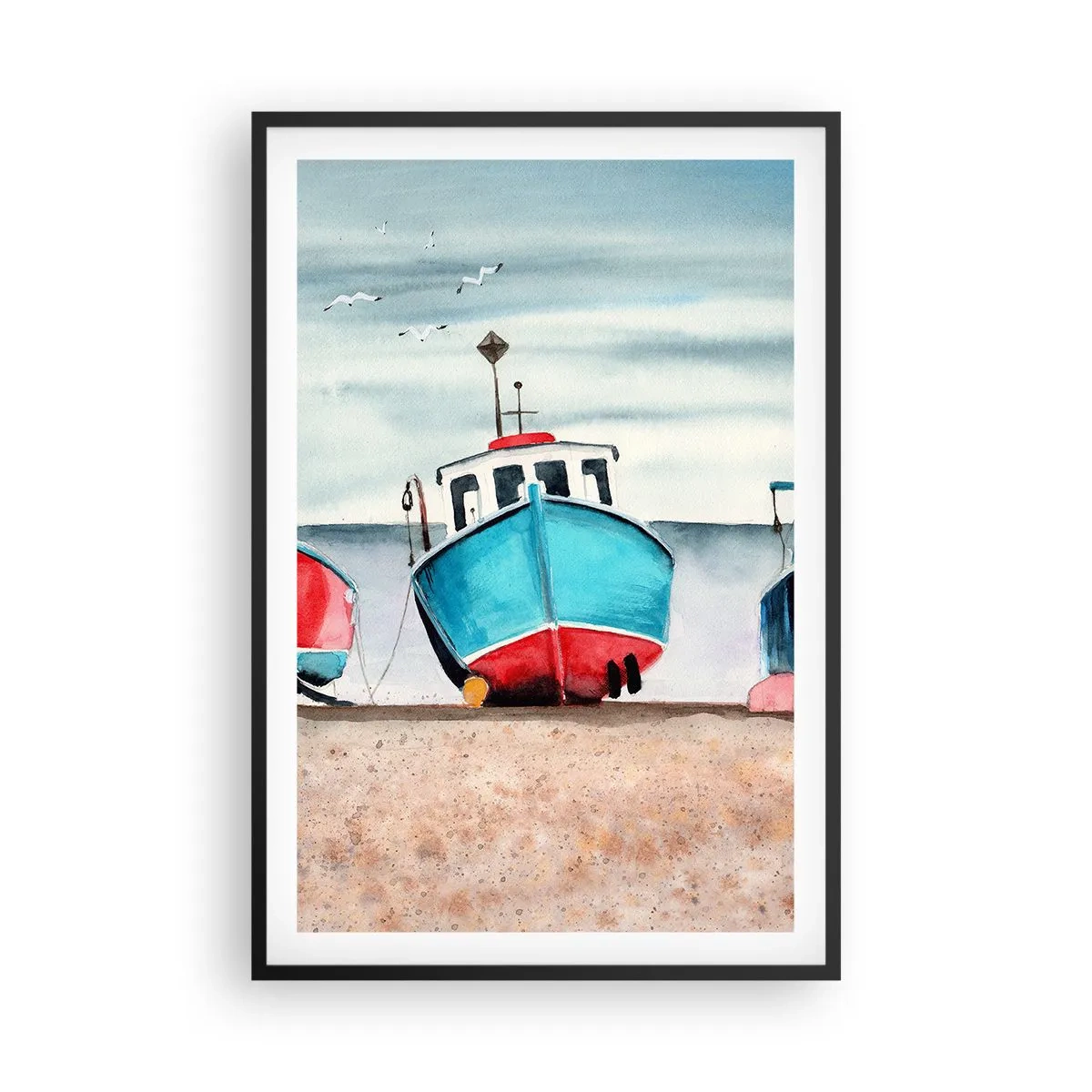 Póster en marco negro - Listos para la pesca - 61x91 cm