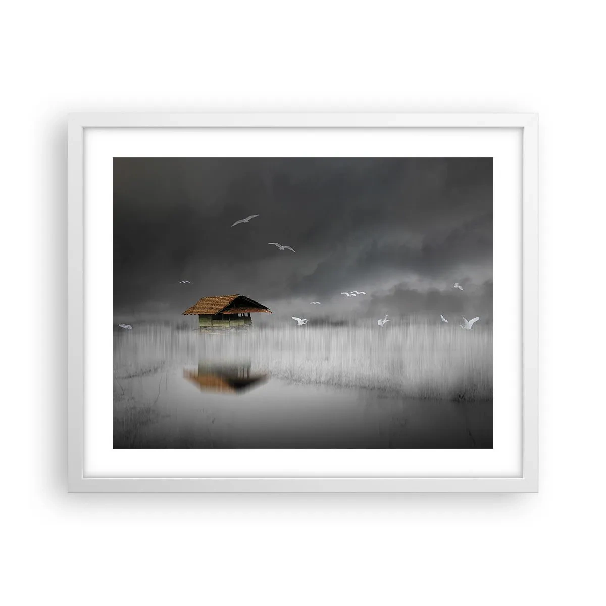 Póster en marco blanco - Resguardo de la lluvia - 50x40 cm