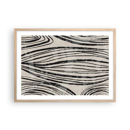 Póster en marco roble claro - Salpicadura de líneas - 70x50 cm