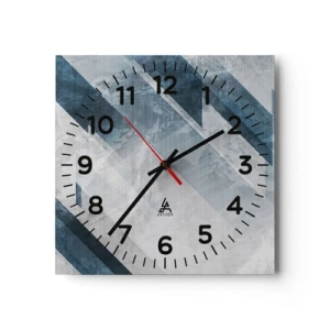 Reloj de pared - Reloj de vidrio - Composición espacial - movimiento de grises - 40x40 cm