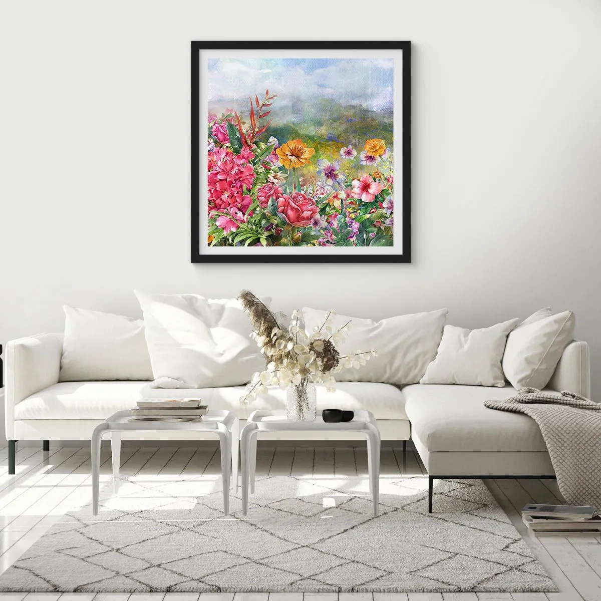 Póster en marco negro - Un jardín enloquecido - 30x30 cm