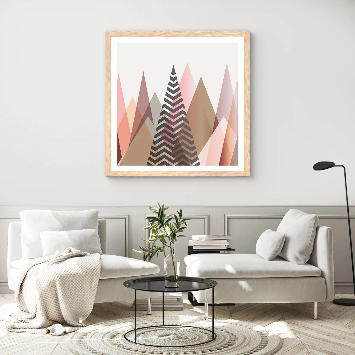 Póster en marco roble claro - Una visión piramidal - 60x60 cm