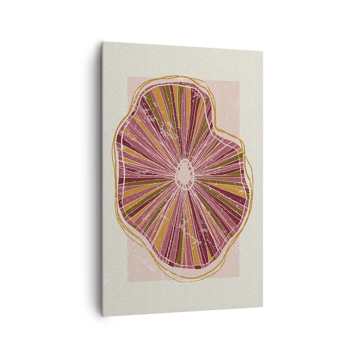 Cuadro sobre lienzo - Impresión de Imagen - Patrón abstracto de rodajas de árbol en tonos rosados - 80x120cm - Abstracción radiante - Decoración de pared moderna para salón y dormitorio ARTTOR