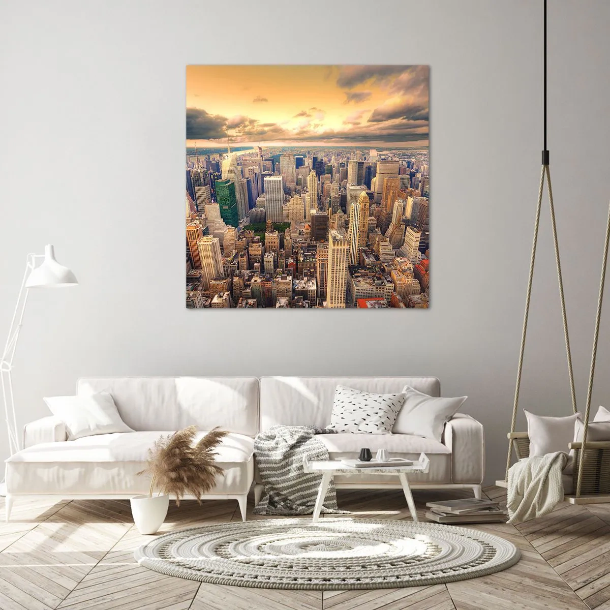 Cuadro sobre lienzo - Impresión de Imagen - Metrópolis dorada - 50x50 cm