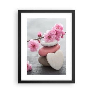 Póster en marco negro - Felicidad con la flor del cerezo - 30x40 cm