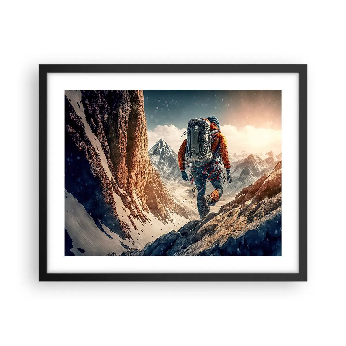 Póster en marco negro - Guerrero solitario - 50x40 cm