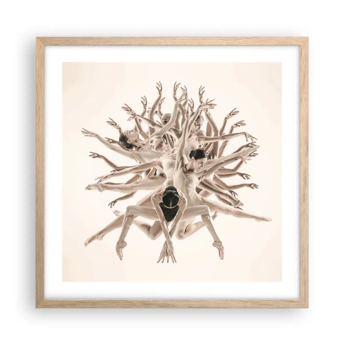Póster en marco roble claro - Floreciendo en la danza - 50x50 cm
