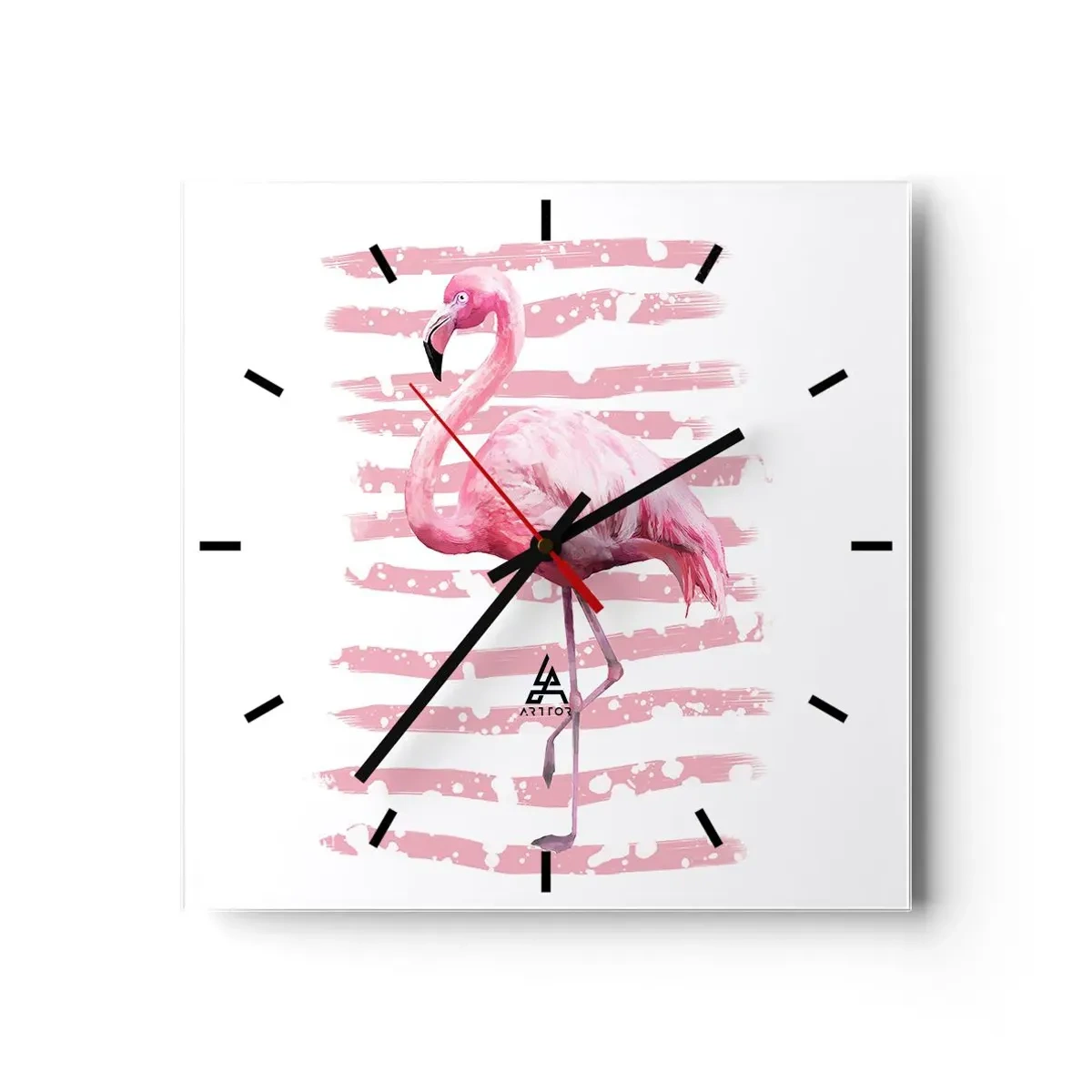 Reloj de pared - Reloj de vidrio - Flamenco veraniego - 40x40 cm