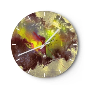 Reloj de pared - Reloj de vidrio - Paisaje abstracto con elementos y colores naturales. - 30x30cm - La madre naturaleza - Decoración de pared moderna para salón, cocina y dormitorio ARTTOR