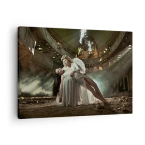 Cuadro sobre lienzo - Impresión de Imagen - Dos figuras en ruinas con un juego de luces. - 70x50cm - El espíritu del viejo teatro - Decoración de pared moderna para salón y dormitorio ARTTOR