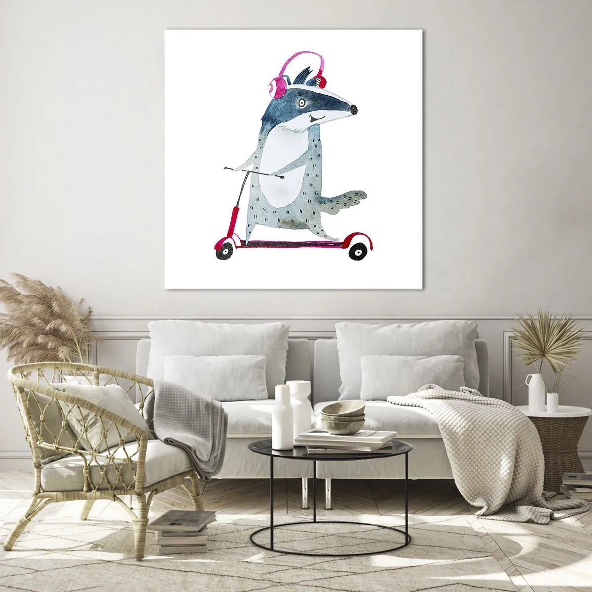 Cuadro sobre vidrio - Impresiones sobre Vidrio - Alegrías de tejón - 70x70 cm