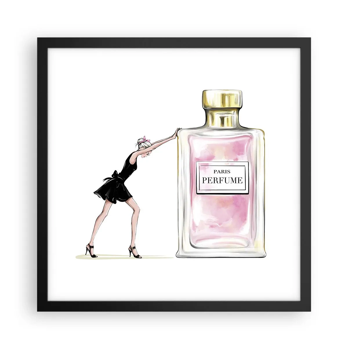 Póster en marco negro - La esencia de la feminidad - 40x40 cm