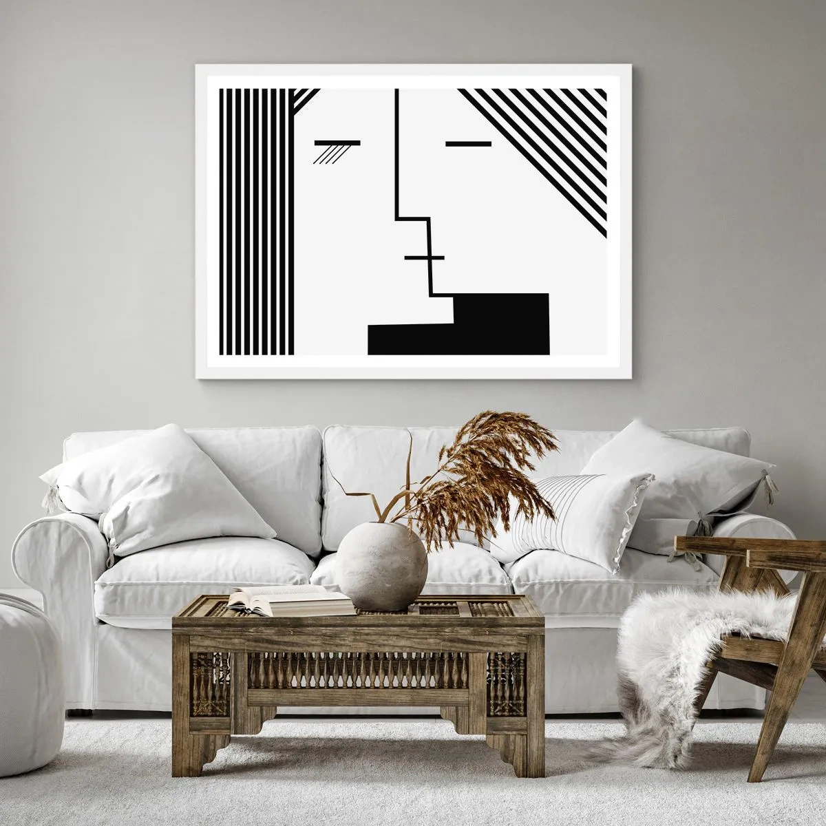 Póster en marco blanco - Solo un beso - 60x60 cm