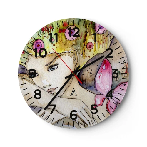 Reloj de pared - Reloj de vidrio - Una princesa mariposa - 40x40 cm