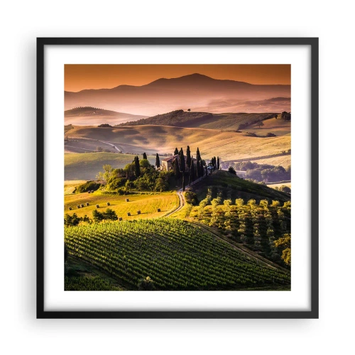 Póster en marco negro - Paisaje toscano - 50x50 cm