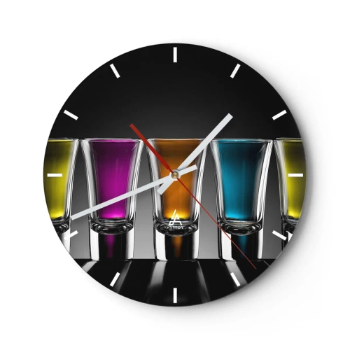 Reloj de pared - Reloj de vidrio - Colores de la alegría - 40x40 cm