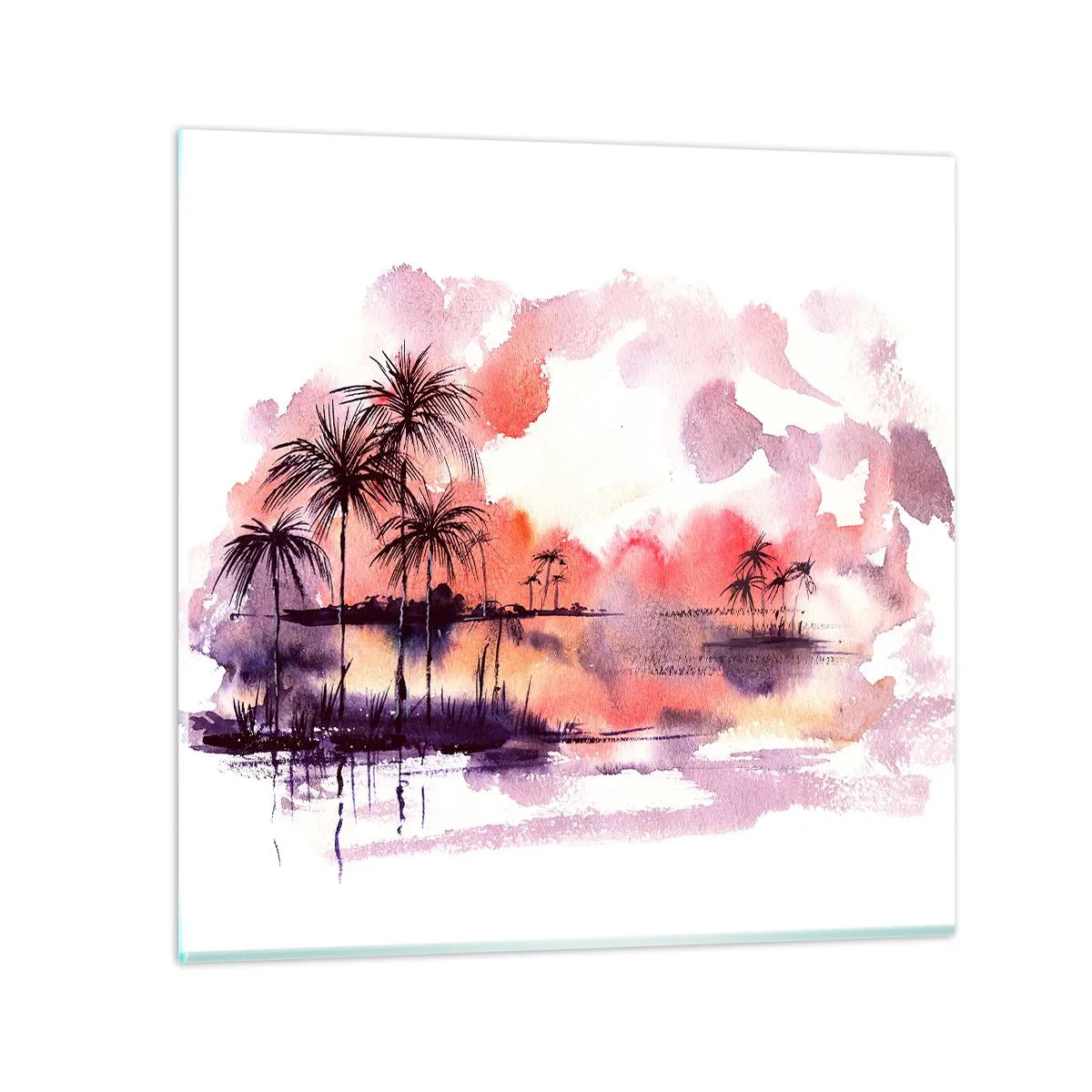 Cuadro sobre vidrio - Impresiones sobre Vidrio - La calma de los trópicos en rojo - 30x30 cm