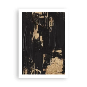 Póster - Composición de pintura abstracta en negro y dorado. - 50x70cm - Un rastro de tacto - Decoración de pared moderna para salón y dormitorio ARTTOR