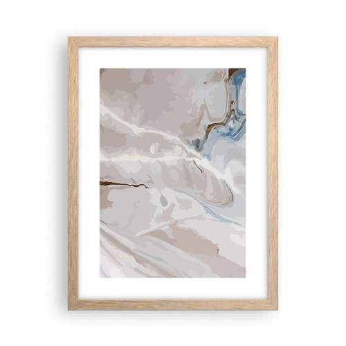 Póster en marco roble claro - El azul serpentea por el blanco - 30x40 cm