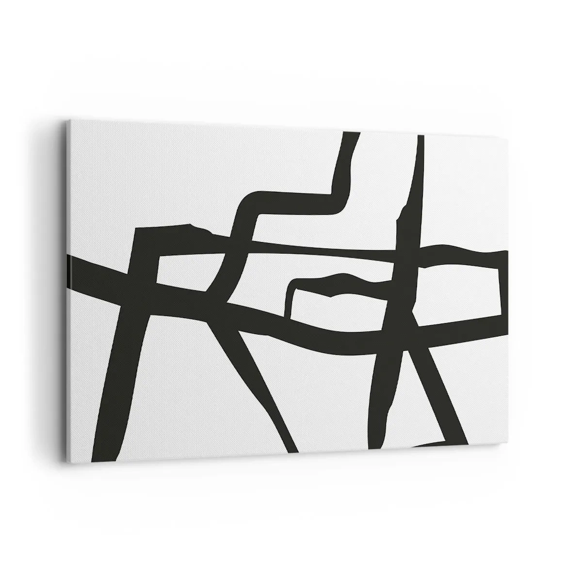 Cuadro sobre lienzo - Impresión de Imagen - Patrón minimalista en blanco y negro con líneas geométricas. - 120x80cm - Construcción en blanco y negro - Decoración de pared moderna para salón y dormitorio ARTTOR