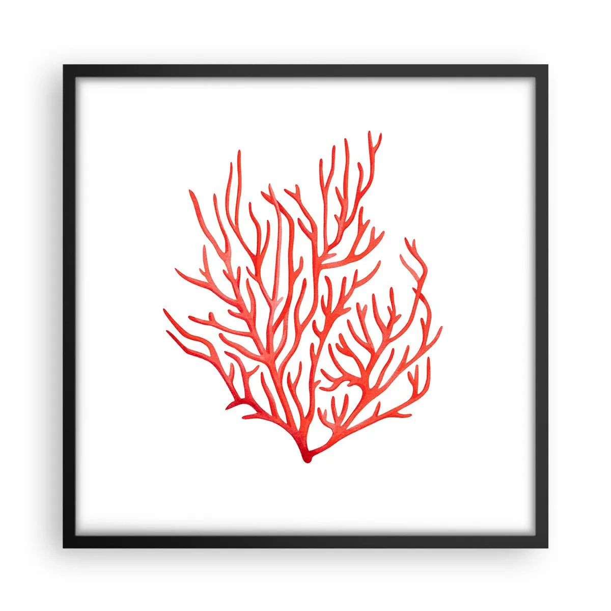 Póster en marco negro - Filigrana de coral - 50x50 cm