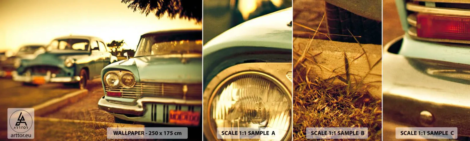 Muestra De Fotomural Standard Eco - A la espera del futuro - Auto, Cuba, Automotor - 100x30 cm