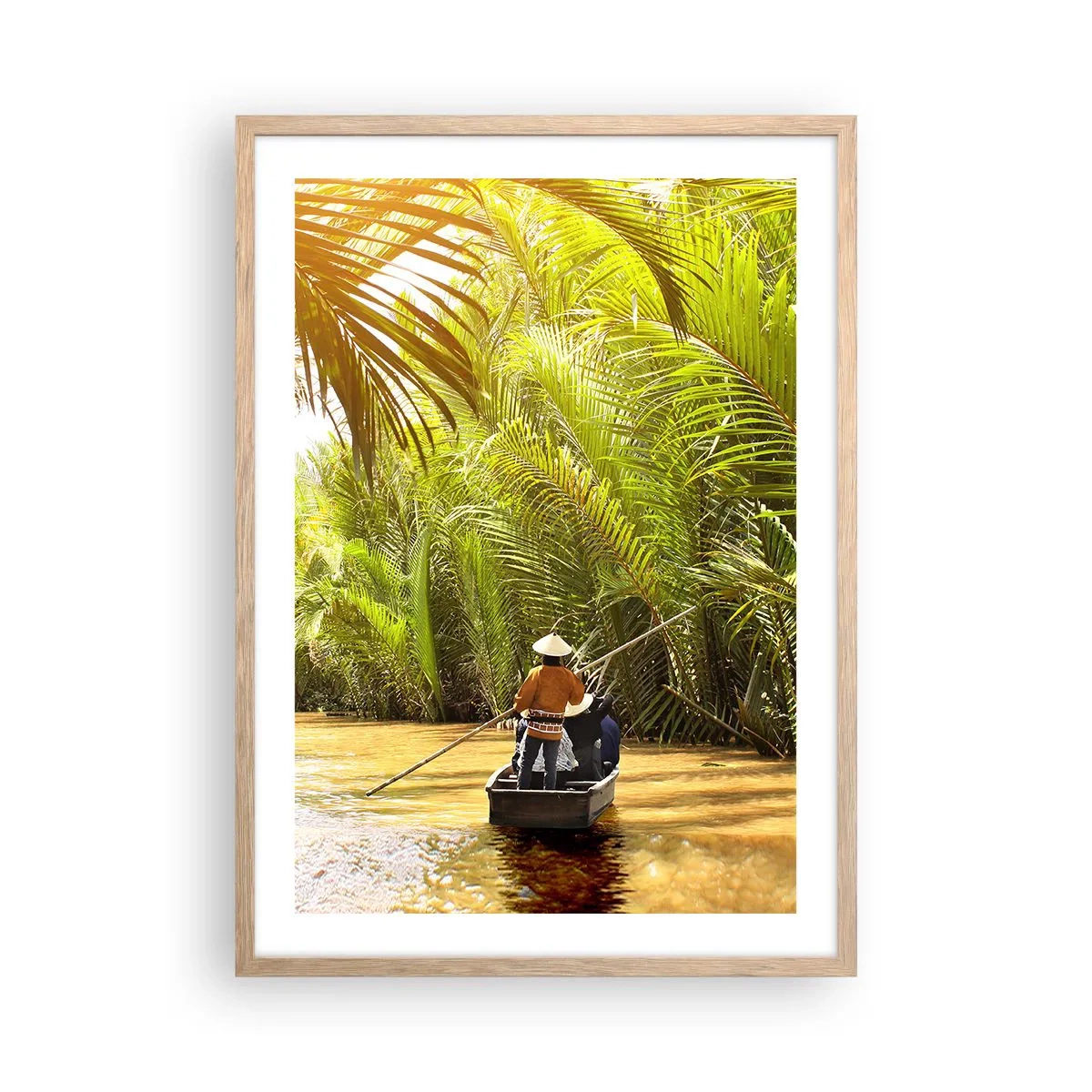 Póster en marco roble claro - En un túnel de palmeras - 50x70 cm