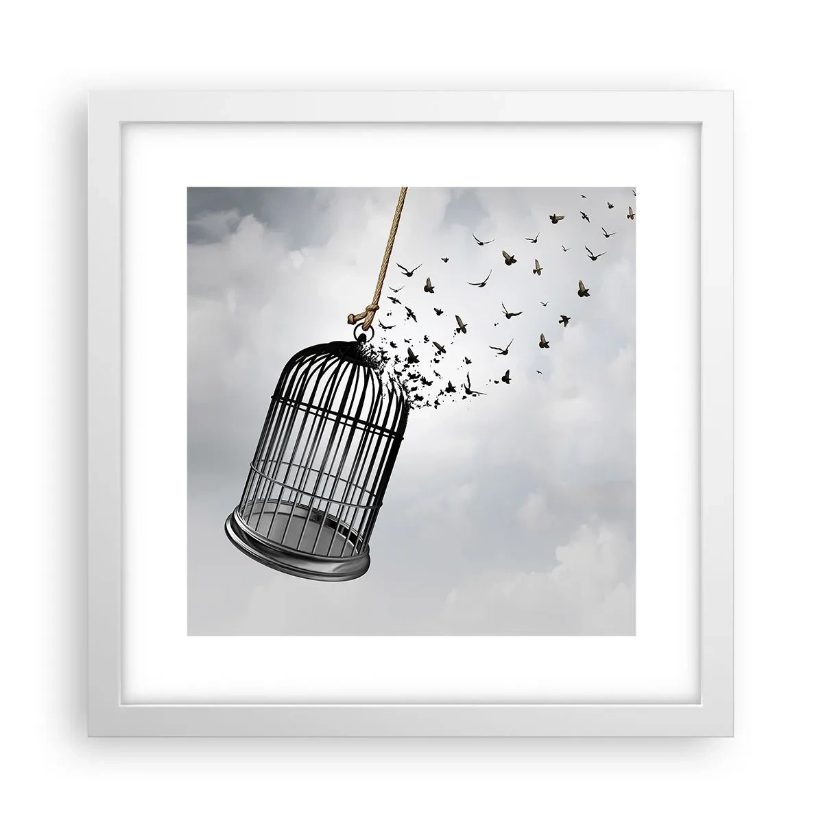 Póster en marco blanco - Fe... Esperanza... ¡Libertad! - 30x30 cm