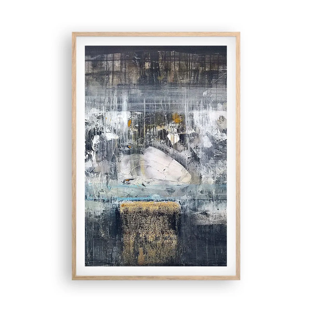 Póster en marco roble claro - Hielo abstracto - 61x91 cm