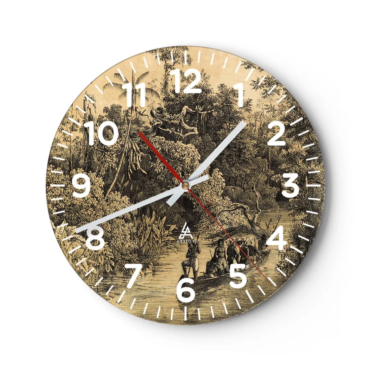 Reloj de pared - Reloj de vidrio - Expedición a la fuente - 30x30 cm