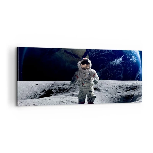 Cuadro sobre lienzo - Impresión de Imagen - Saludos desde la Luna - 100x40 cm