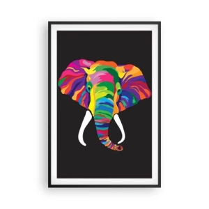 Póster en marco negro - El elefante al que le gustaba bañarse en el arco iris - 61x91 cm